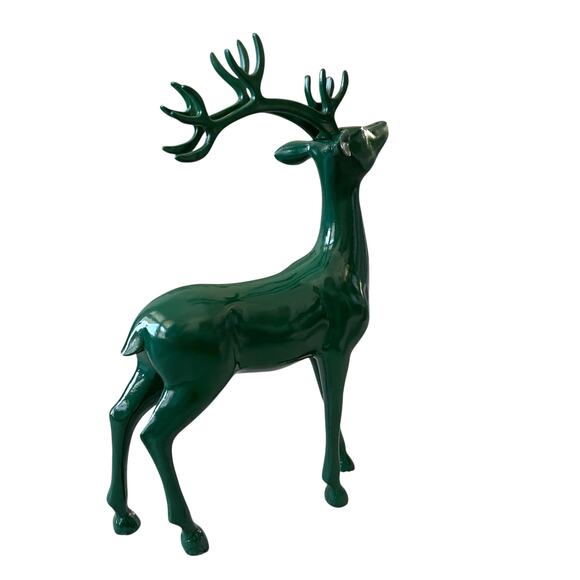 Emerald Green Standing Reindeer 13" Resin Christmas Holiday Decor New - Picture 10 of 14